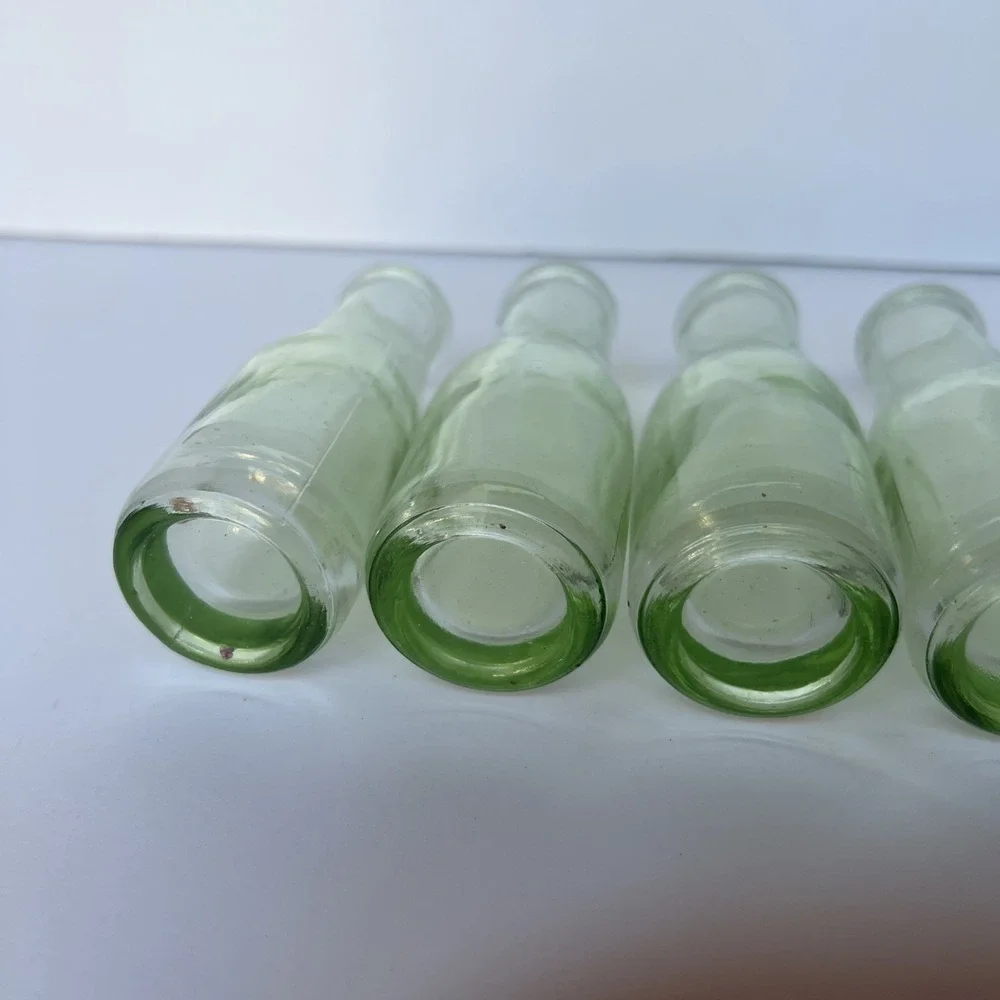 Set of 6 VTG Mini Clear Green Tint Bud Vases 2 oz – Small Flower Bottles 4